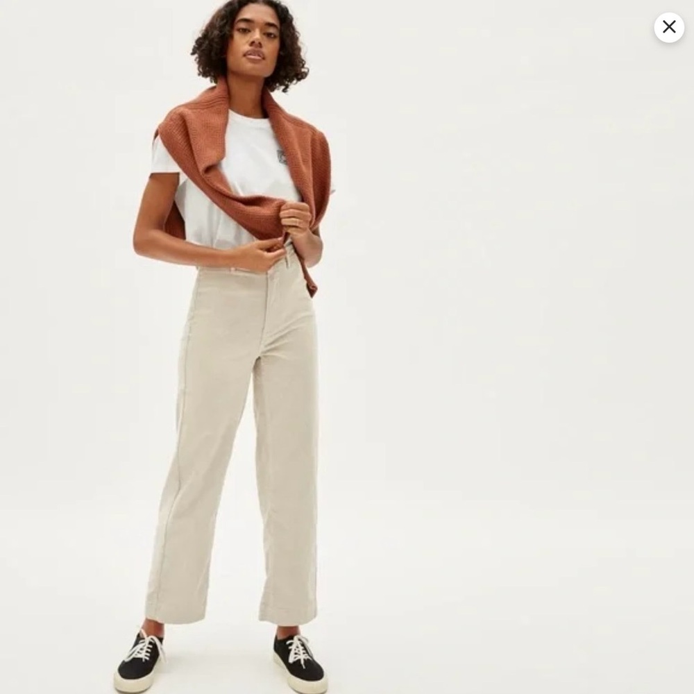 Everlane Wide Leg Pants in Light Beige